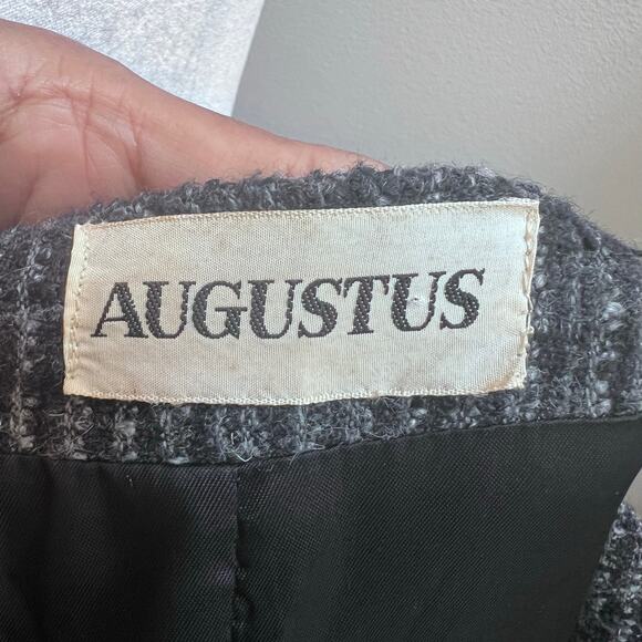 Vintage Augustus Wool Tweed Black & Gray Blazer Jacket Women's Size 14 Old Money - Picture 7 of 10